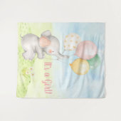 Meisje Olifant Baby Shower Achtergrond Wandkleed (Voorkant (horizontaal))