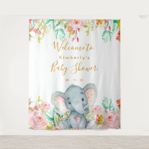 Meisje Olifant Baby Shower Achtergrond Wandkleed
