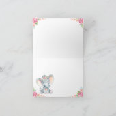 Meisje olifant Baby shower dank je Notitiekaartje (Binnen)