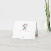 Meisje olifant Baby shower dank je Notitiekaartje (Achterkant)