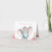 Meisje olifant Baby shower dank je Notitiekaartje (Voorkant)