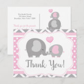 Meisje olifant Baby shower dank u Briefkaart (Voorkant / Achterkant)