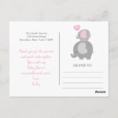 Meisje olifant Baby shower dank u Briefkaart (Achterkant)