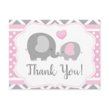 Meisje olifant Baby shower dank u Briefkaart