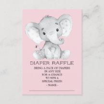 Meisje Olifant Baby shower Luier Raffle Ticket