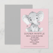 Meisje Olifant Baby shower Luier Raffle Ticket Informatiekaartje (Voorkant / Achterkant)