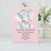 Meisje Olifant Baby shower Luier Raffle Ticket Informatiekaartje (Staand voorkant)