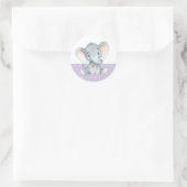Meisje Olifant Baby Shower Paars Ronde Sticker (Tas)