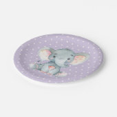 Meisje Olifant Baby shower Paarse Papier Bord (Gekanteld)