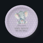 Meisje Olifant Baby shower Paarse Papier Bord<br><div class="desc">Meisje Olifant Baby shower Paarse Papier Bord</div>