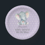Meisje Olifant Baby shower Paarse Papier Bord<br><div class="desc">Meisje Olifant Baby shower Paarse Papier Bord</div>
