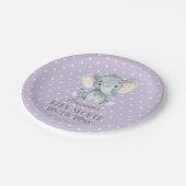Meisje Olifant Baby shower Paarse Papier Bord (Gekanteld)