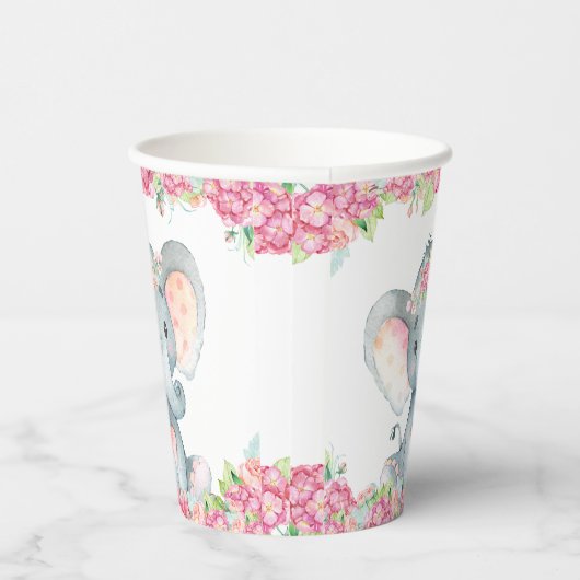Meisje olifant Baby shower papieren bekers (Rechts)