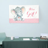 Meisje olifant Baby shower roze banner (Beurs)