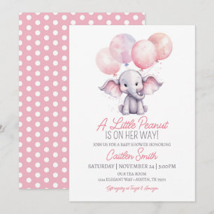 Meisje Olifant Baby shower Roze Grijs Polkadots Kaart