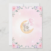 Meisje Olifant Baby shower / Roze Paarse Bloemen Kaart (Achterkant)