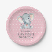 Meisje Olifant Baby shower Roze Papier Bord (Voorkant)