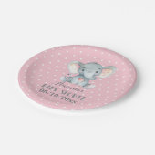 Meisje Olifant Baby shower Roze Papier Bord (Gekanteld)