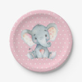 Meisje Olifant Baby shower Roze Papier Bord (Voorkant)