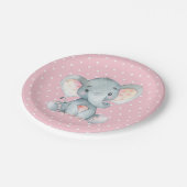 Meisje Olifant Baby shower Roze Papier Bord (Gekanteld)