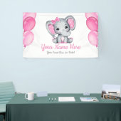 Meisje Olifant Banner Roze Teken Decor Achtergrond (Beurs)