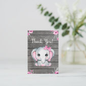 Meisje olifant dank u kaart Baby shower (Staand voorkant)