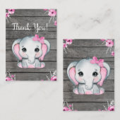 Meisje olifant dank u kaart Baby shower (Voorkant / Achterkant)