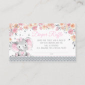 Meisje Olifant Diamant Luier Raffle Baby shower Informatiekaartje (Voorkant)