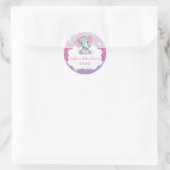 Meisje Olifant Douche Roze Ronde Stickers voor Fav (Tas)