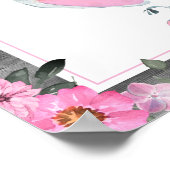 Meisje Olifant Luier Raffle Baby shower Spel Sign Poster (Hoek)