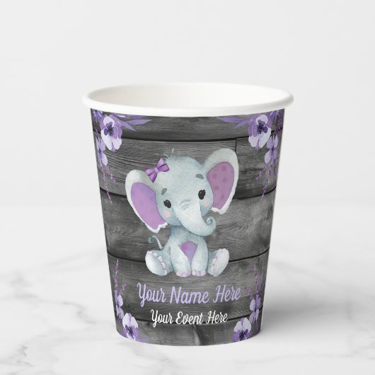 Meisje Olifant Meisje Papier Cups Douche Verjaarda Papieren Bekers (Achterkant)
