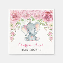 Meisje Olifant Papier Servet Roze Bloemen Baby sho