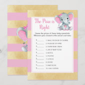 Meisje olifant raden de prijs Baby shower spel Kaart (Voorkant / Achterkant)