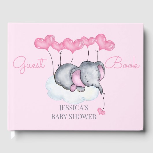 Meisje Olifant Roze Baby shower Gastenboek (Voorkant)