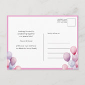 Meisje olifant roze ballon script schattig Baby sh Uitnodiging Briefkaart (Achterkant)