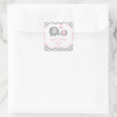 Meisje Olifant roze grijs Label Sticker (Tas)