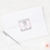 Meisje Olifant roze grijs Label Sticker (Envelop)