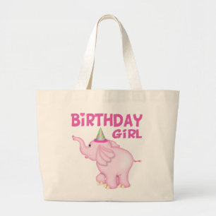 Meisje olifant verjaardagsfeestje grote tote bag