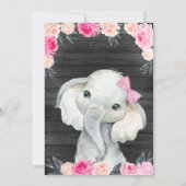 Meisje Olifant Waterverf Bloemen Rozen Rozen Houte Kaart (Achterkant)
