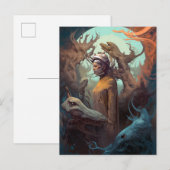 Meisje omringd door Alien Monsters Surreal Art Briefkaart (Voorkant / Achterkant)