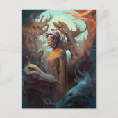 Meisje omringd door Alien Monsters Surreal Art Briefkaart (Voorkant)