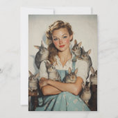 Meisje omringd door konijntjes kaart (Voorkant)