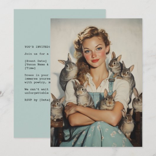 Meisje omringd door konijntjes kaart (Voorkant / Achterkant)