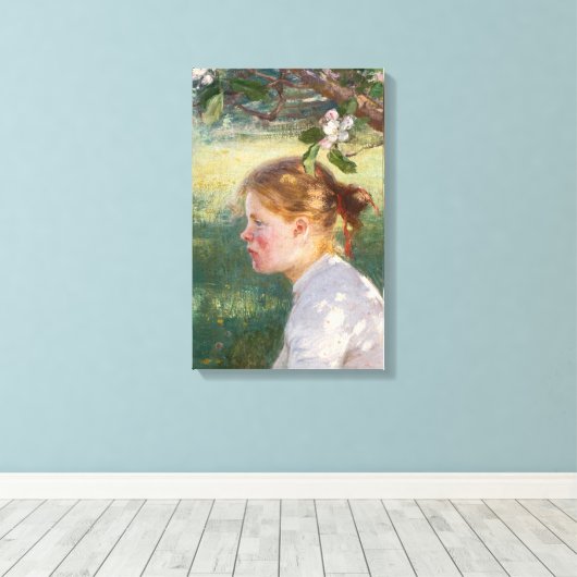 Meisje onder de Apple-boom (van Danielson-Gambogi) Canvas Afdruk (Insitu (Houten vloer))