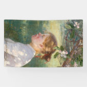 Meisje onder de Apple-boom (van Danielson-Gambogi) Spandoek (Horizontaal)