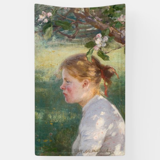 Meisje onder de Apple-boom (van Danielson-Gambogi) Spandoek (Verticaal)