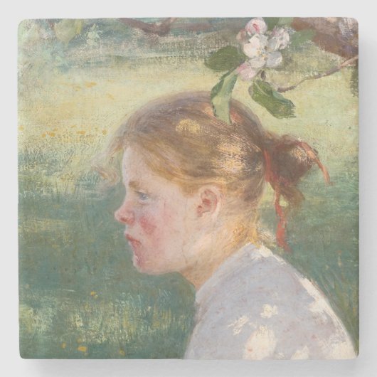 Meisje onder de Apple-boom (van Danielson-Gambogi) Stenen Onderzetter (Voorkant)