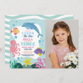 Meisje onder de zee DRIE Oceaan Dolfijn Foto 3e Kaart (Voorkant / Achterkant)