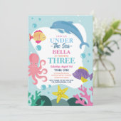 Meisje onder de zee DRIE Oceaan Dolfijn Octopus 3d Kaart (Staand voorkant)