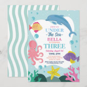 Meisje onder de zee DRIE Oceaan Dolfijn Octopus 3d Kaart (Voorkant / Achterkant)